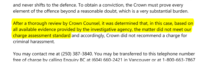 Screen capture of segment from BCPS correspondence