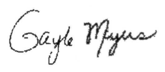 Gayle Myers signature